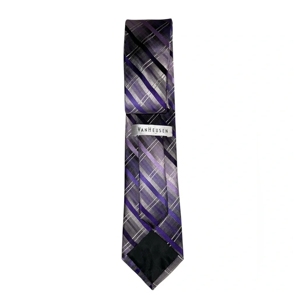 Van Heusen Purple and Black Classic Men’s Tie 100% Silk for work or business